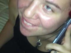 Sucking dick talking on the phone